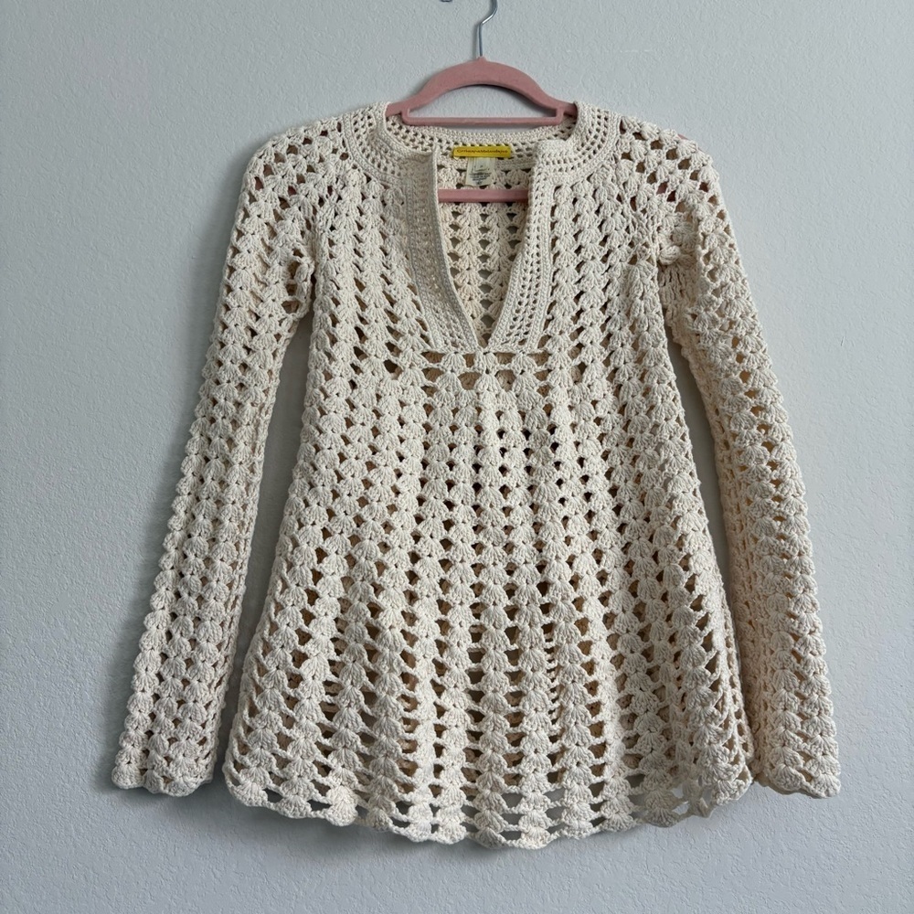 Catherine Malandrino Crochet Sweater- cream size S
